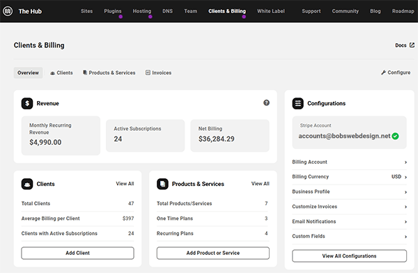 The Hub - Client Billing Dashboard