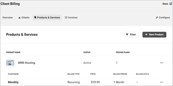 Client Billing - Products & Services