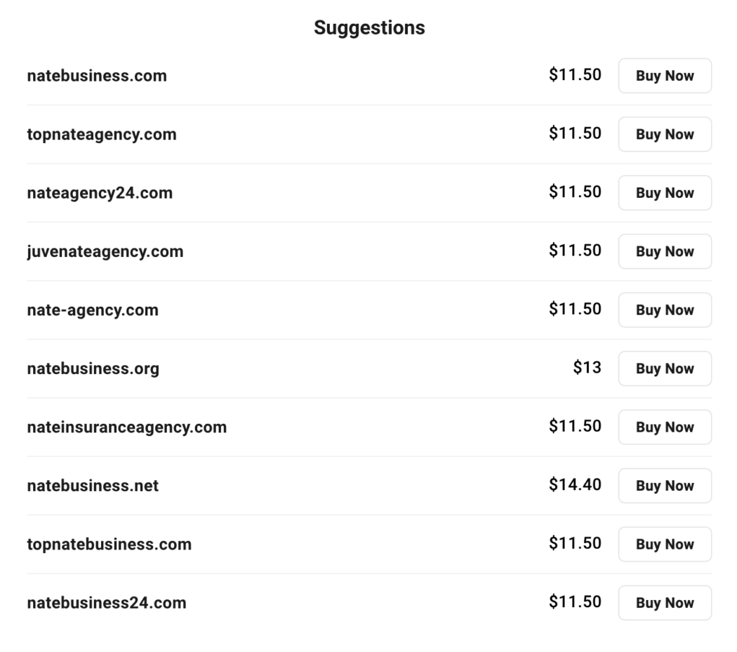 Domain suggestions