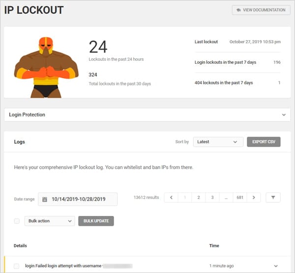 Defender IP Lockout logs.