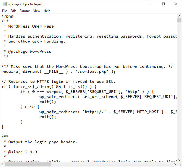 wp-login.php file code
